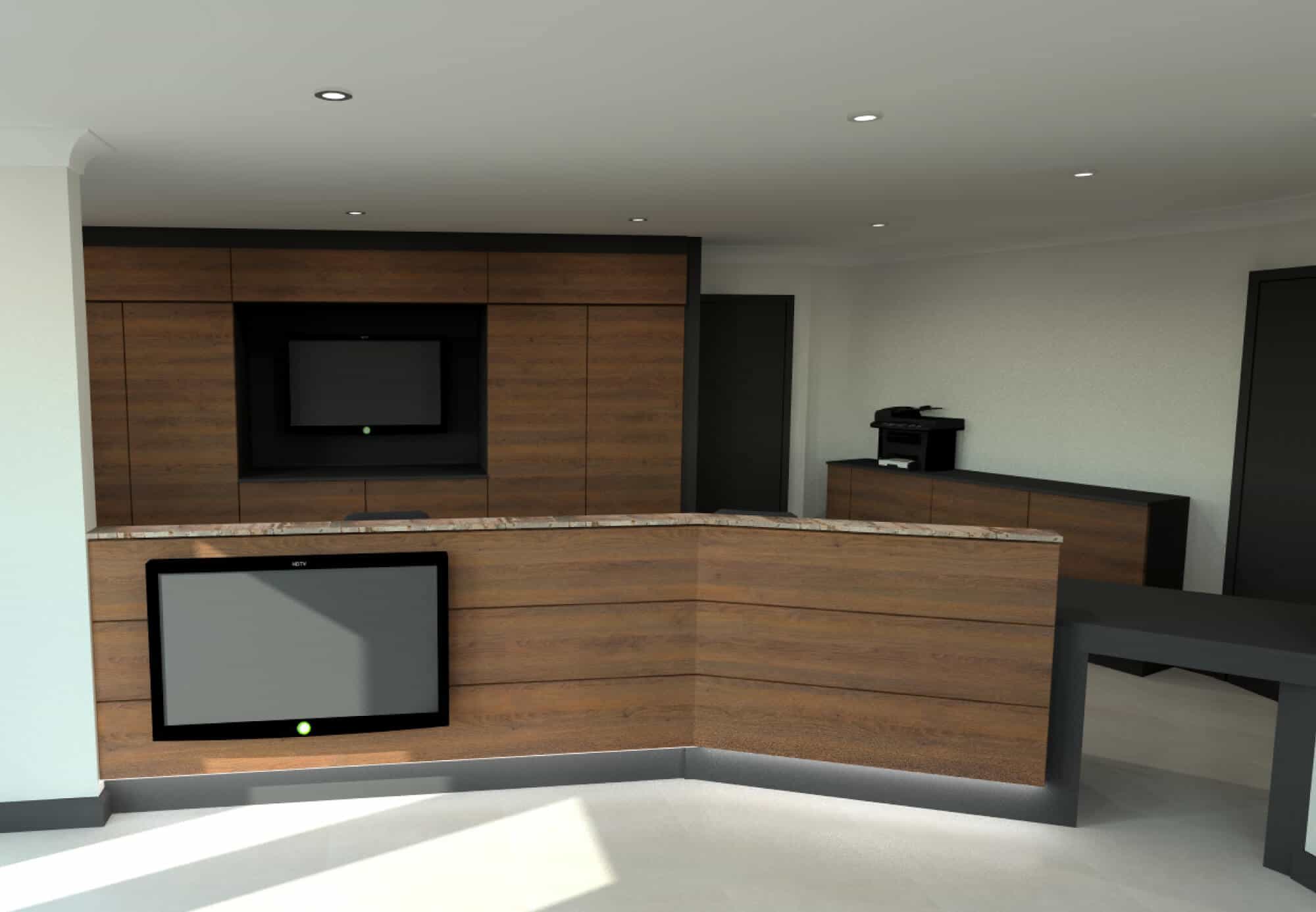 Commercial Office Design with Walnut Fixtures